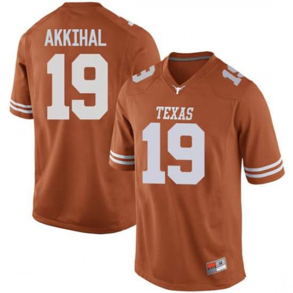 Mens University of Texas #19 Kartik Akkihal Game Jersey Orange